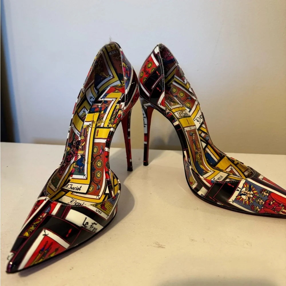 Christian Louboutin Multicolor Tarot Print Heels - Picture 2 of 5